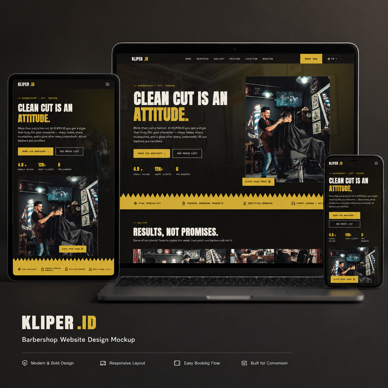 Kliper Barbershop website preview