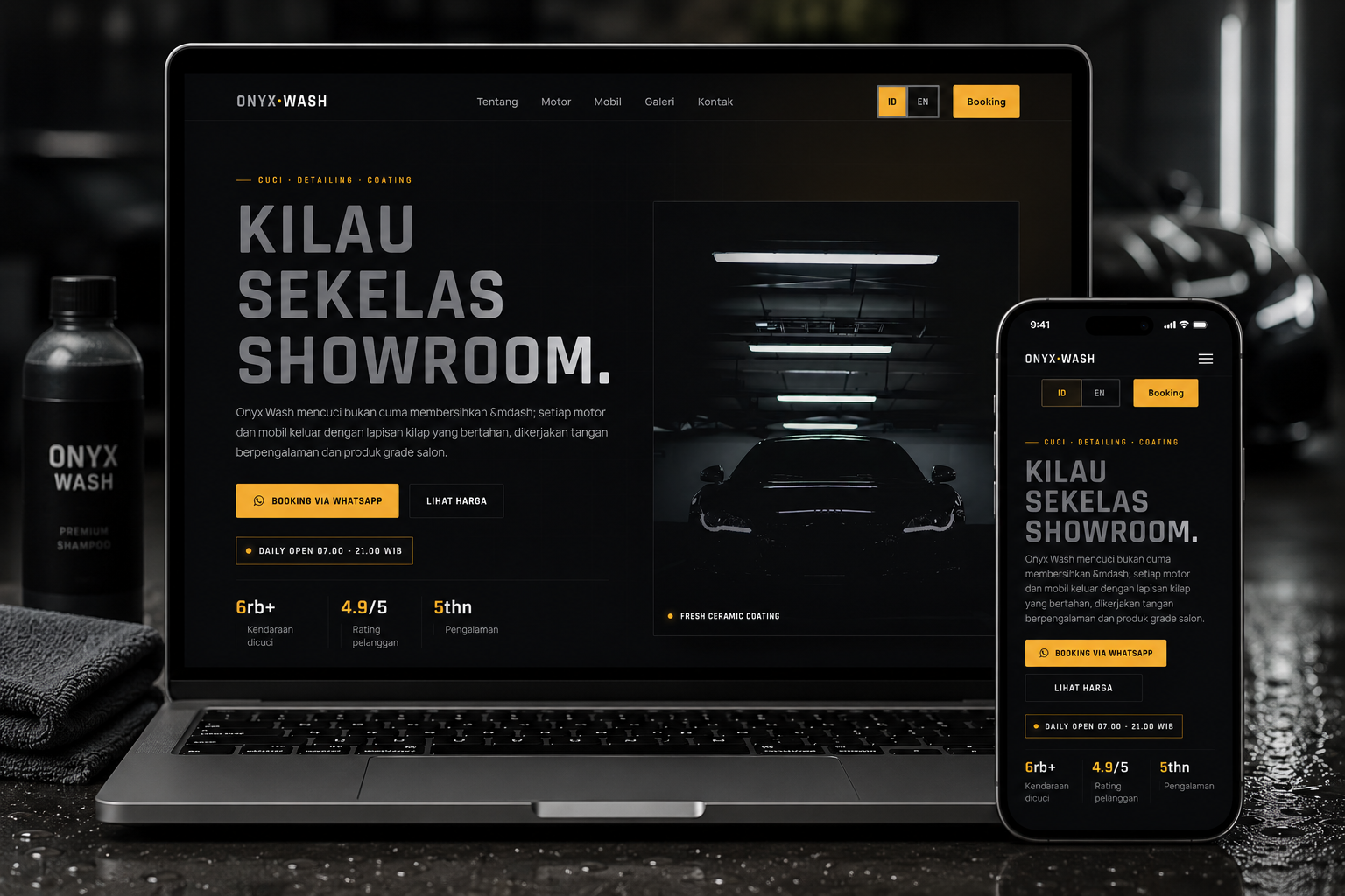 Onyx Wash website preview